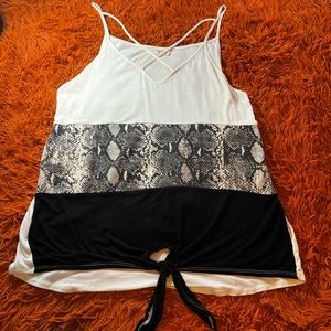 BIBI Boutique Snake Print Colorblock Tank Top sz XL Blouse Sleeveless Cute Chic
